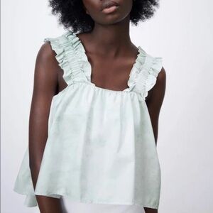 Zara Tie-Dye Poplin tank top babydoll blouse S